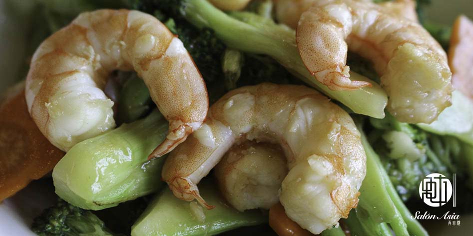 comida china camaron brocoli